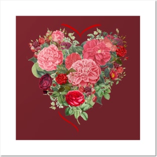 Red Roses Floral Heart Posters and Art